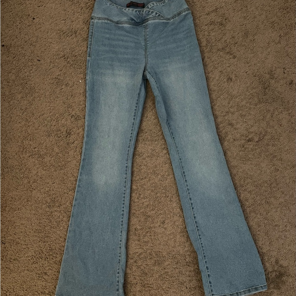 Womens V cross waist flare jeans